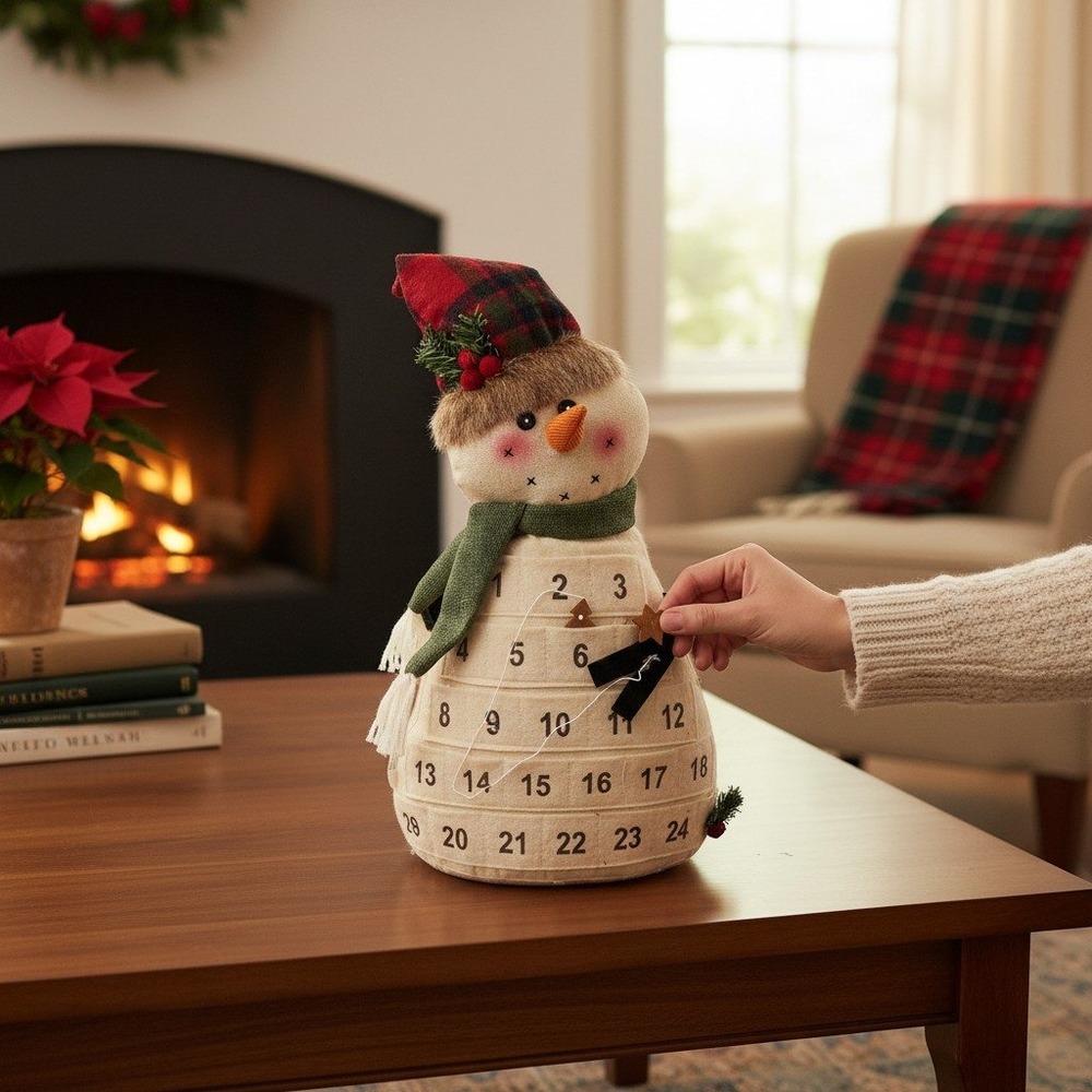 HomeGoods Snowman Advent Calendar Doorstop 24 Day Cream NWT